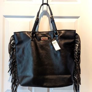 BCBG Black Fringe Tote